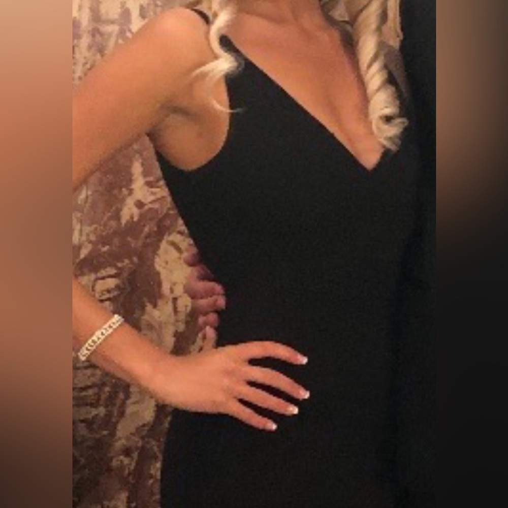 Black v neck form fitted long gown
